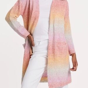 ANOTHER LOVE ELECTRA DROP SHOULDER CARDIGAN SWEATER RAINBOW OMBRE MEDIUM